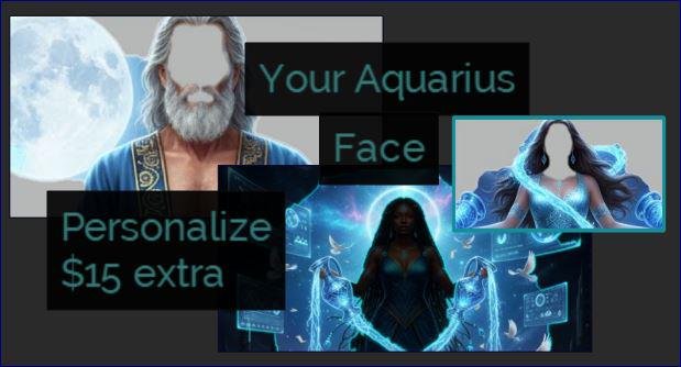 Men Hoodie | Afrocentric Aquarius Art | Thick Pullover | Zodiac Birthday Gift | The Zebellz Collection: AQUARIUS BLACK MAN - Image 2