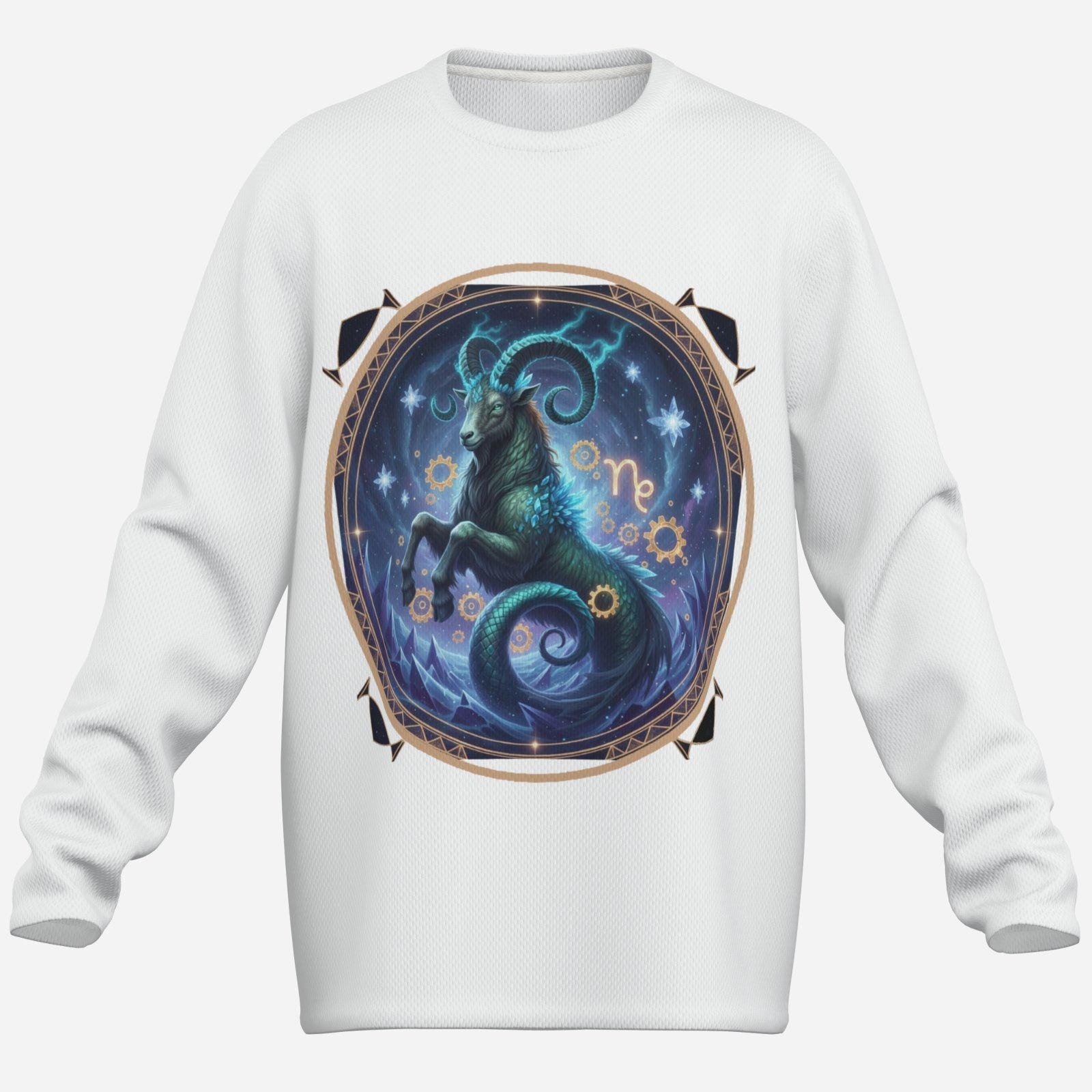 Women's Long Sleeve Shirt-Bird's Eye | Zebellz Collection: Blue Capricorn | 160 GSM