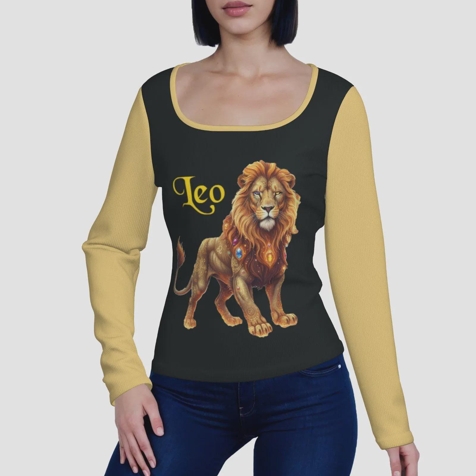 U Neck | Long Sleeve | Zebellz Collection: Leo Love | Shirt-Milk Silk | 200 GSM - Image 2