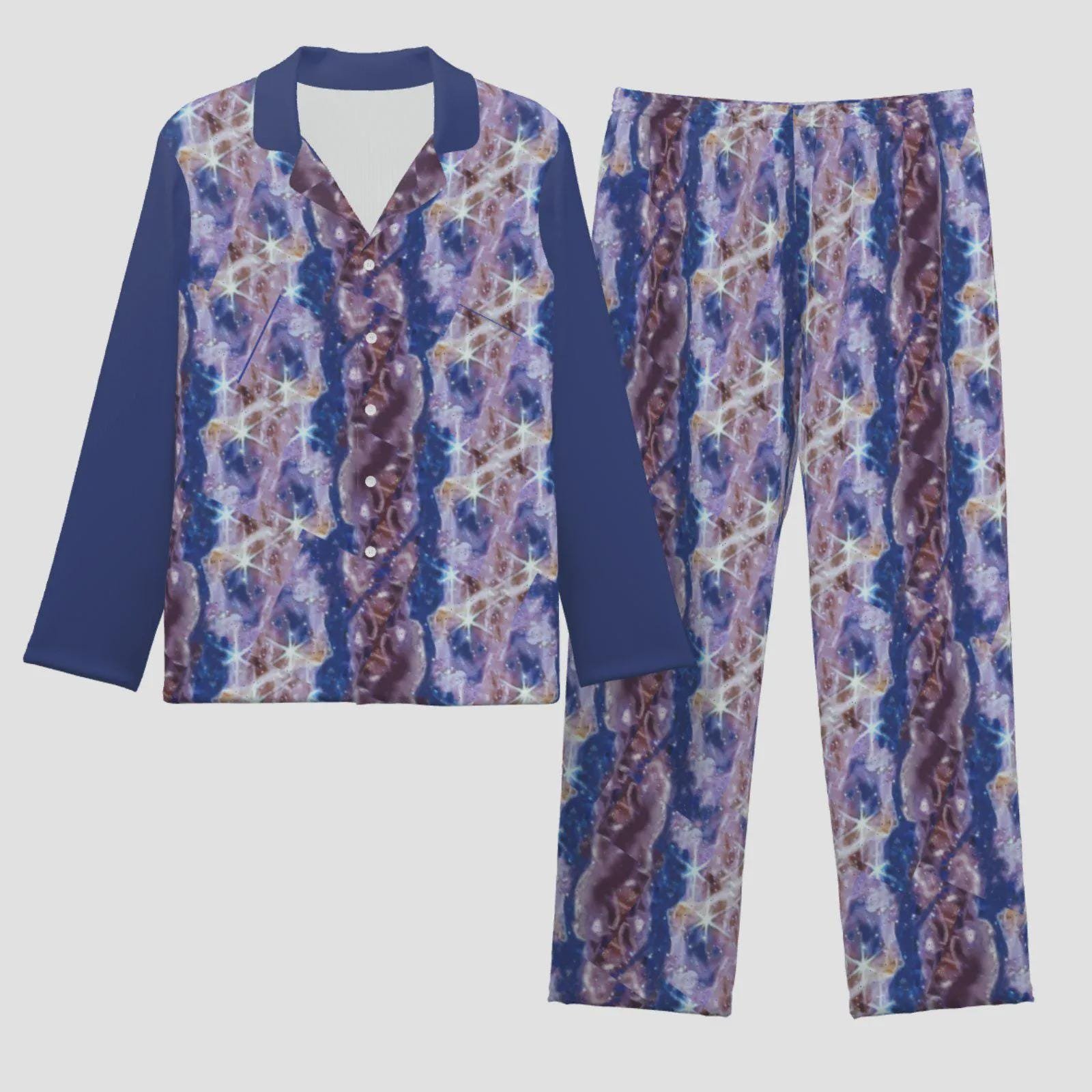 Art Pajama Set | Soft Button-Down | Loungewear | Zebellz Purple Galaxy Collection | Sleepwear - Image 3