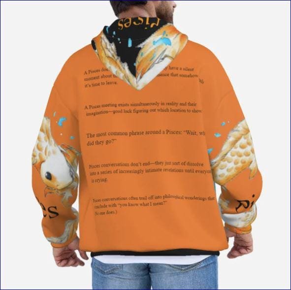 Pisces Joke Hoodie with Pocket ZEBELLZ Coy Fish Collection - Image 4