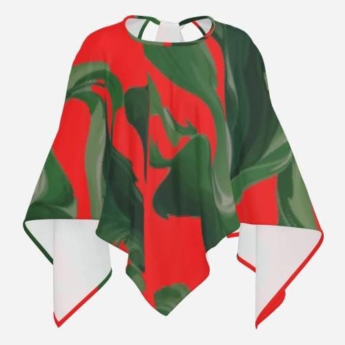 Women's Silk Feeling Open Back Poncho Cape Wrap Shawl 24 ? 20.8 Inches - Image 3