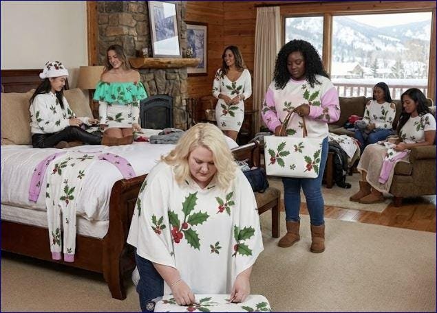 Christmas Holiday | One-Shoulder Ruffle Curved Hem Dress-Milk Silk ZEBELLZ Design: White Mint Holly 180 GSM - Image 2