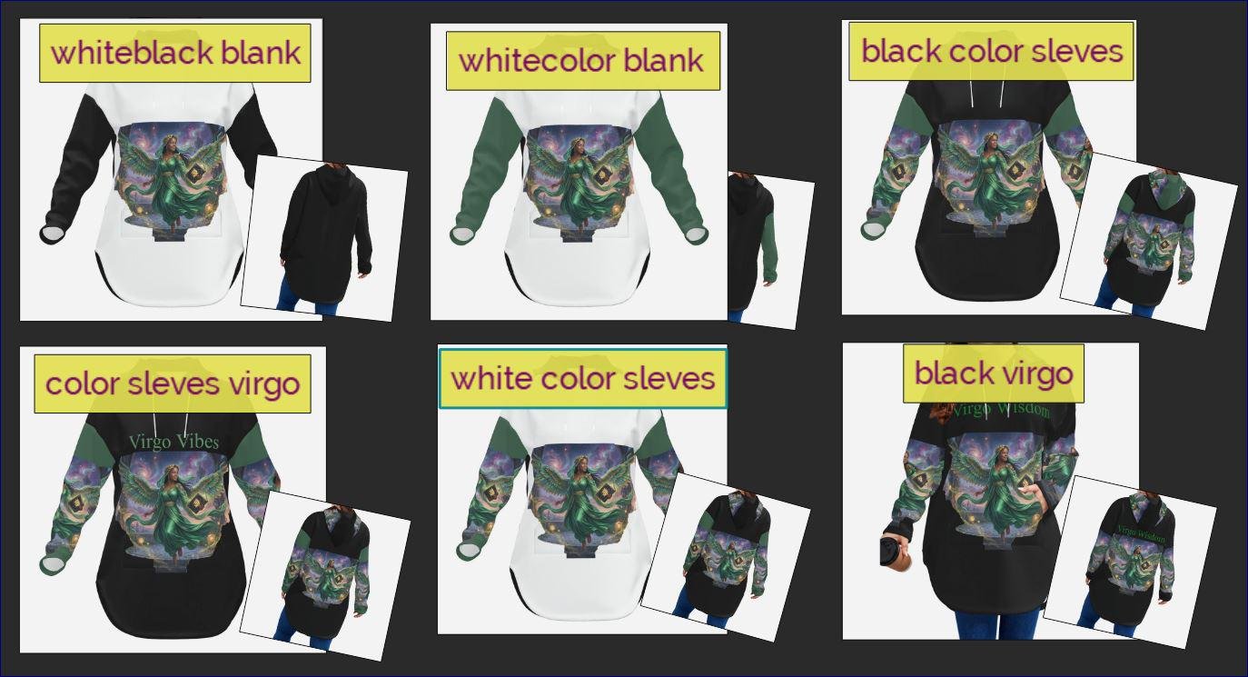 Custom Virgo Zodiac Hoodie | Diverse Angel Art Pullover | Personalized Face Option | Green Blue Red Astrology Gift | African American Asian - Image 3