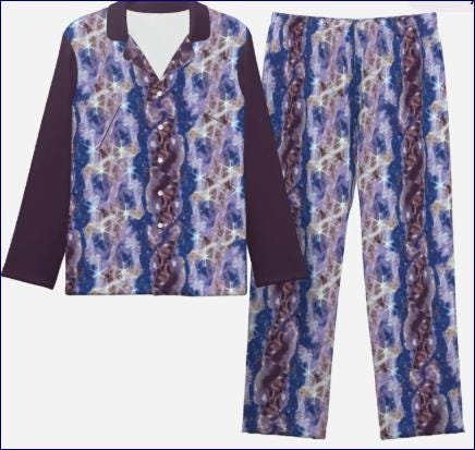 Art Pajama Set | Soft Button-Down | Loungewear | Zebellz Purple Galaxy Collection | Sleepwear - Image 2