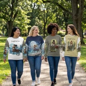 Sagittarius Women's Long Sleeve Shirt | Birdseye Honeycomb Fabric | Zebellz Lady Centaur Collection | Lightweight, Breathable