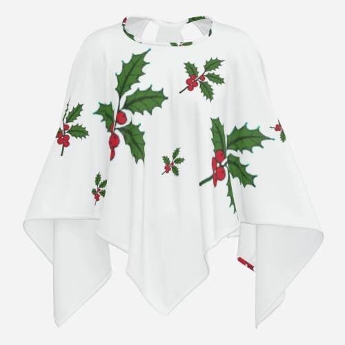 Women's Silk Feeling Open Back Poncho Cape Wrap Shawl 24 ? 20.8 Inches - Image 6