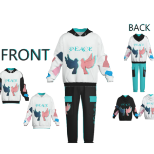 Pullover Hoodie & Lantern Pants SET- ZEBELLZ Black & White Love Birds Collection