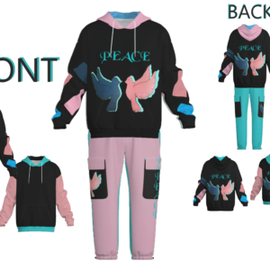 Pullover Hoodie & Lantern Pants SET- ZEBELLZ Pink Love Birds Collection
