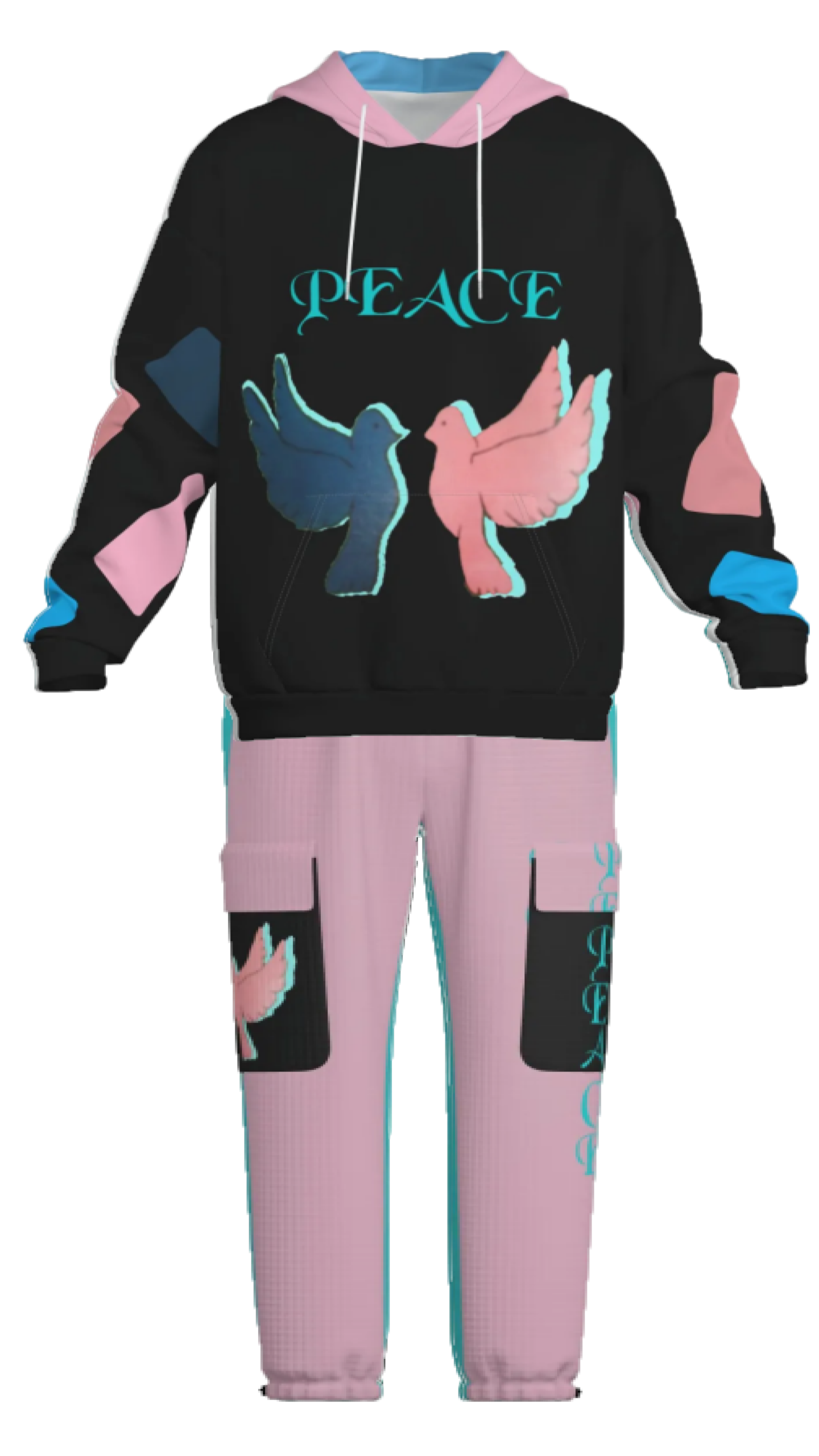 Pullover Hoodie & Lantern Pants SET- ZEBELLZ Pink Love Birds Collection - Image 24