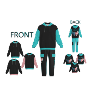 Pullover Hoodie & Lantern Pants SET- ZEBELLZ Aqua Love Birds Collection