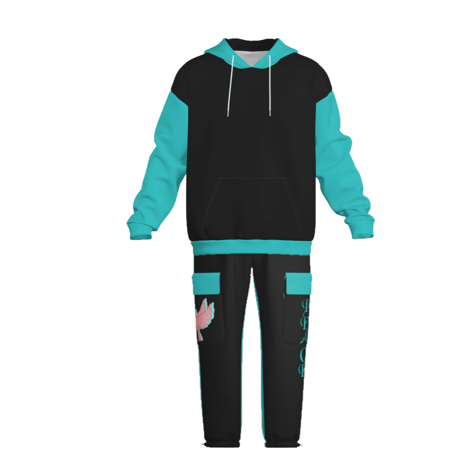 Pullover Hoodie & Lantern Pants SET- ZEBELLZ Aqua Love Birds Collection - Image 18