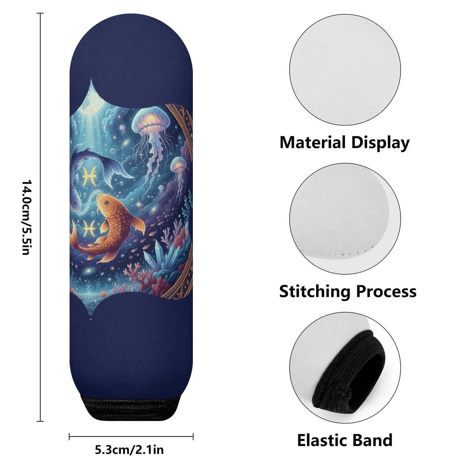 Pisces Zodiac Handbrake Cover | The Trinity Collection Custom Car Interior Accessory - Image 5