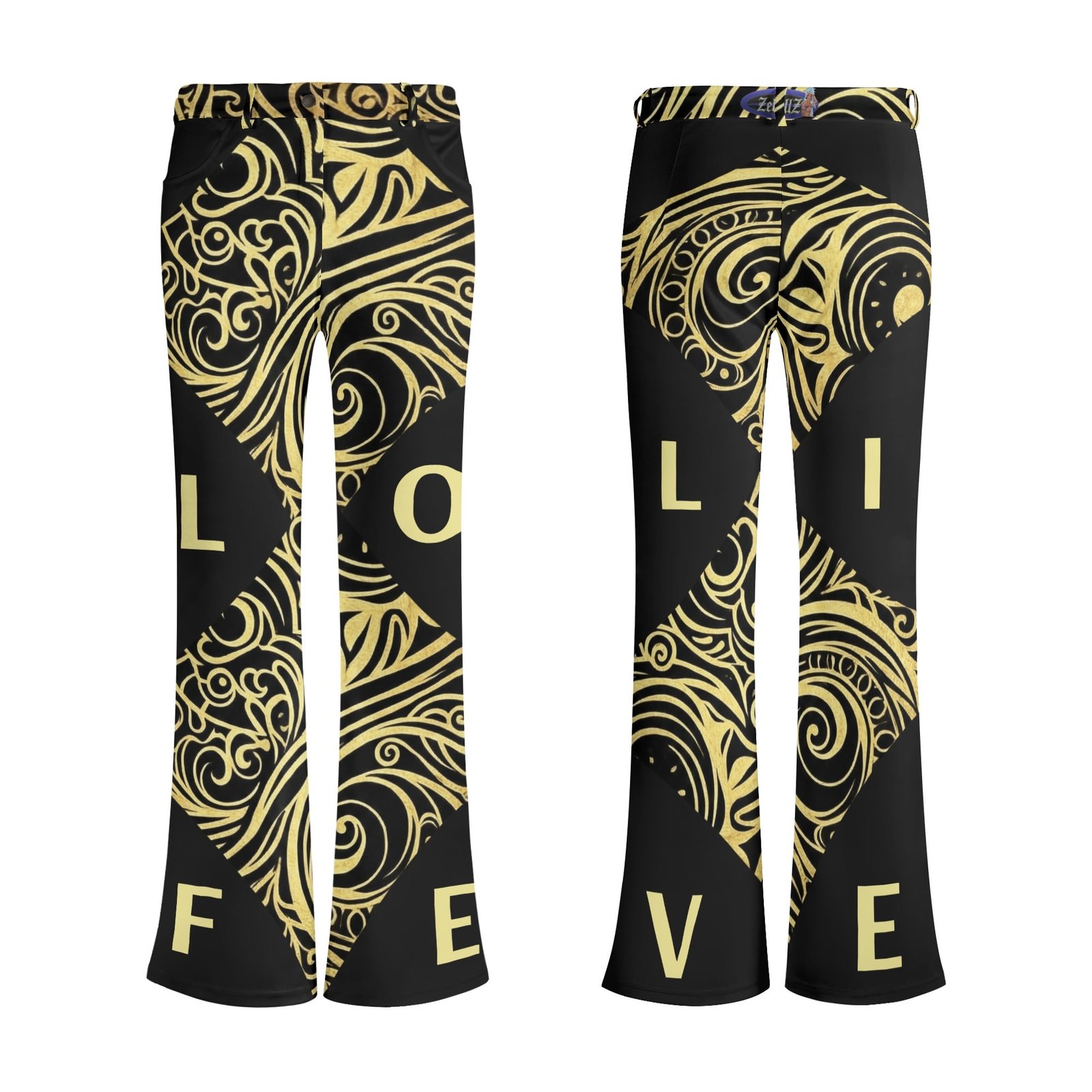 Women’s Elegant Print Flare Pants – High-Waist Bell Bottom Trousers | Zebellz Cosmic Collection - Image 16