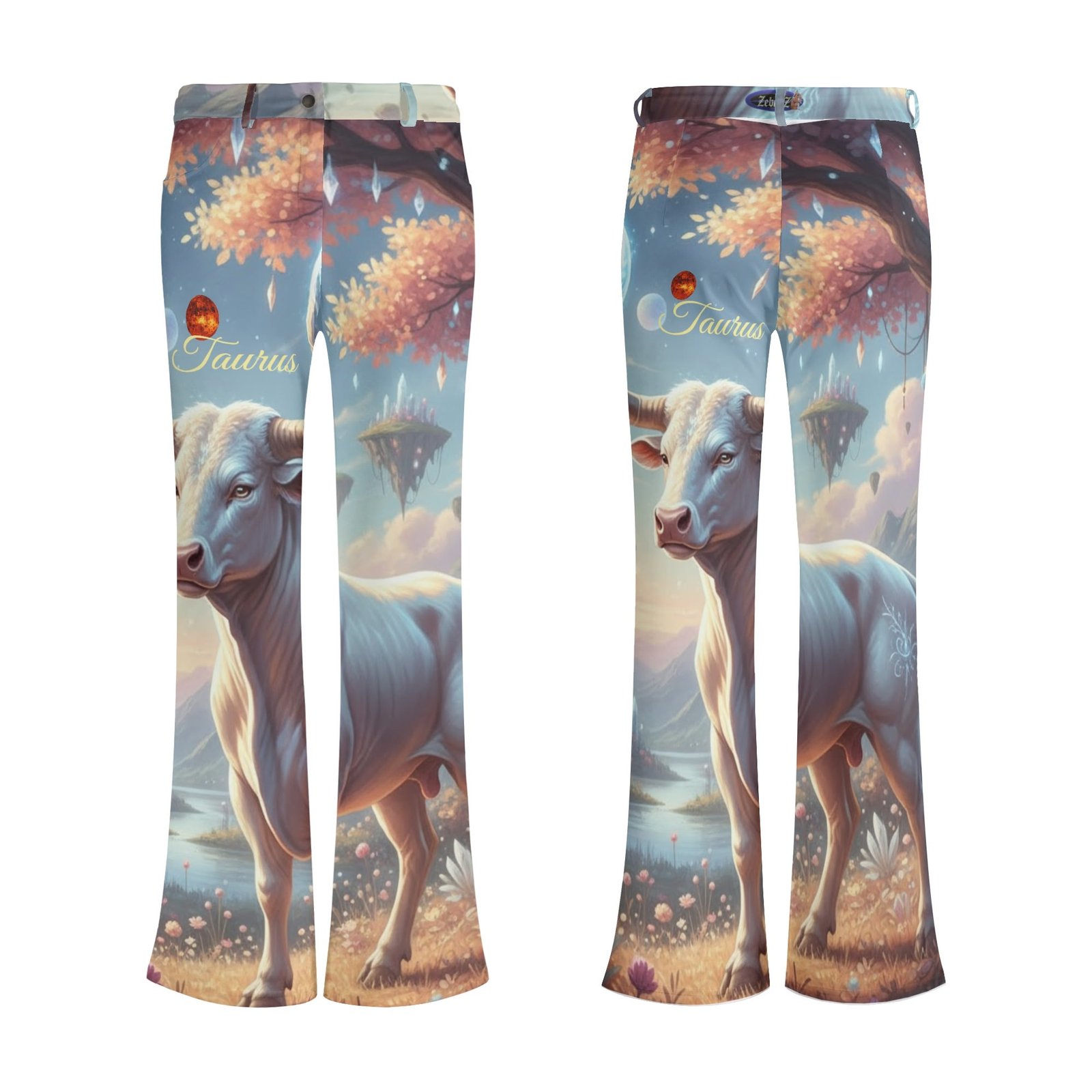 Women’s Elegant Print Flare Pants – High-Waist Bell Bottom Trousers | Zebellz Cosmic Collection - Image 10