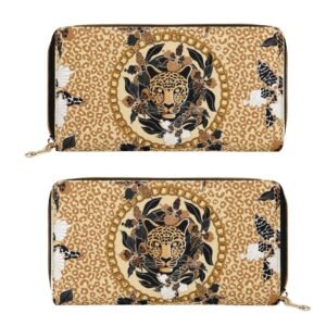Zipper Wallet - Cheetah Print PU Leather Card Holder & Coin Purse