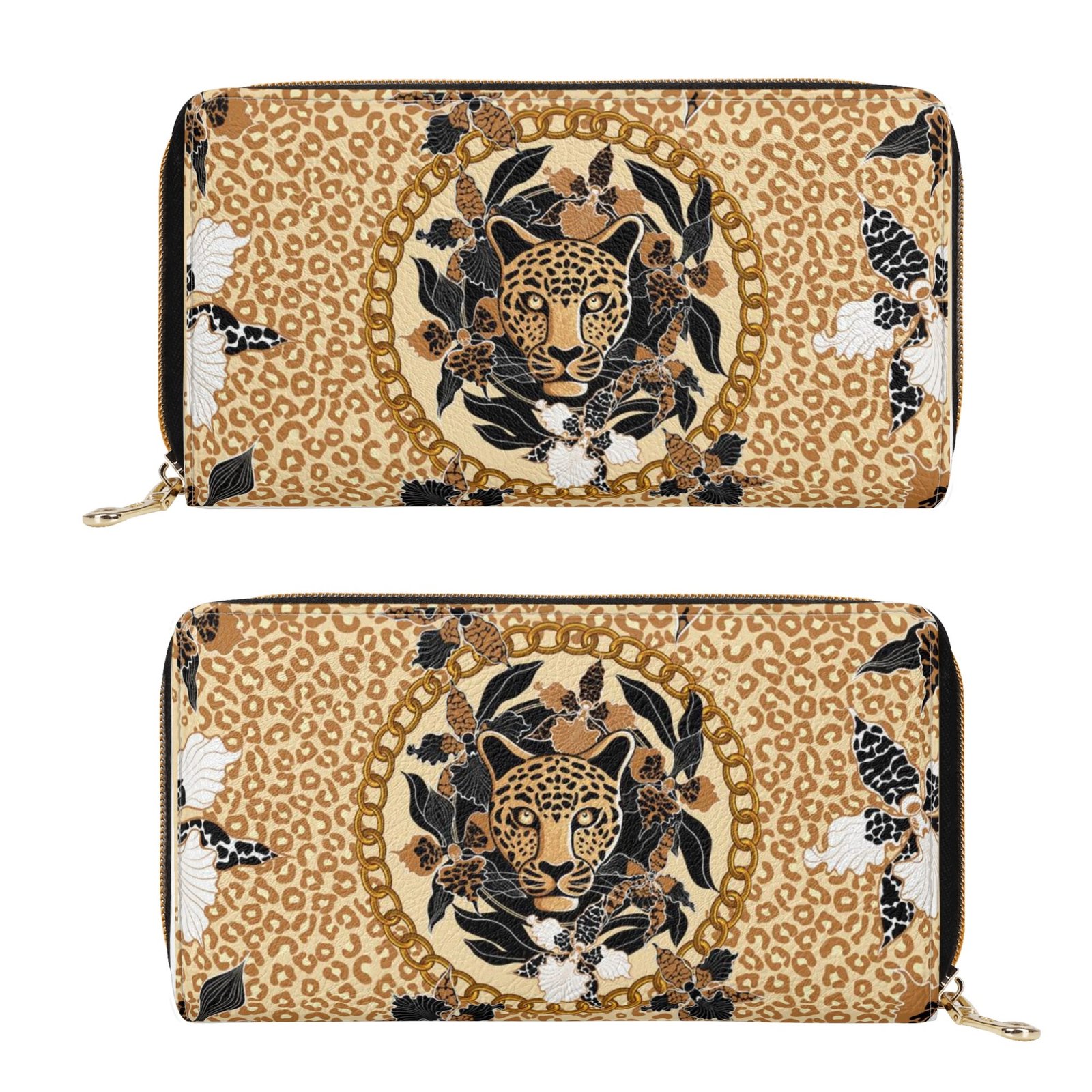 Zipper Wallet - Cheetah Print PU Leather Card Holder & Coin Purse
