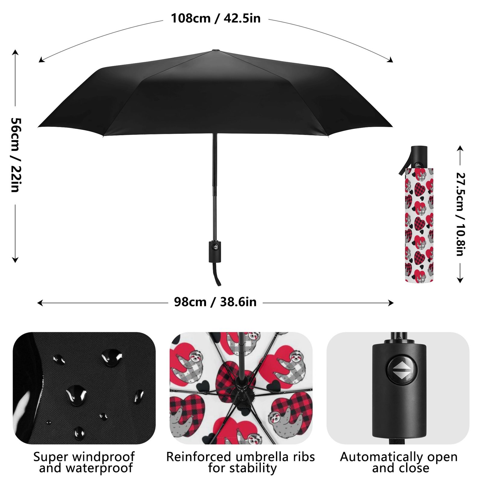 Umbrella Sloth Collection – Zebellz Designer Waterproof Rain Gear - Image 10
