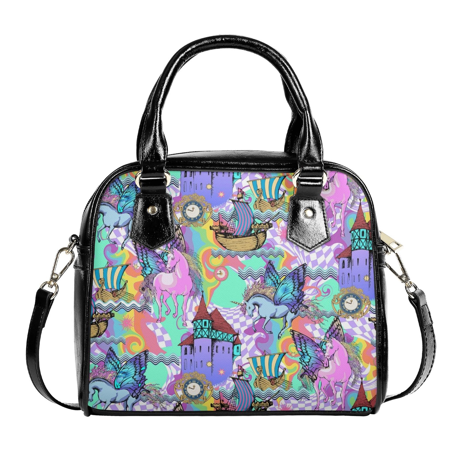 Shoulder Handbag | Purse | Travel Purse | Graphic PU Leather | Multi-Pocket Crossbody Satchel | Zebellz - Image 3