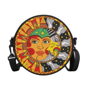 Shoulder Bag | Round Satchel Bag | Graphic Crossbody Circle Purse | Celestial Mystical Festival Everyday Aesthetic Purse