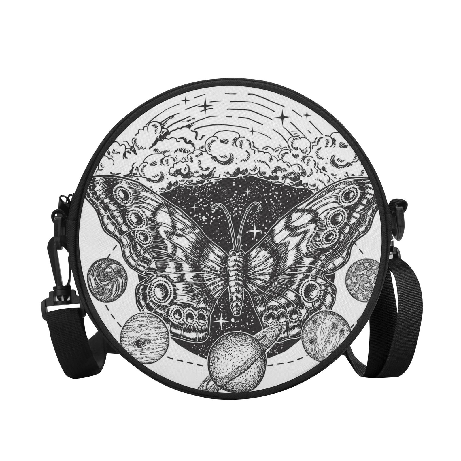 Shoulder Bag | Round Satchel Bag | Graphic Crossbody Circle Purse | Celestial Mystical Festival Everyday Aesthetic Purse - Image 8