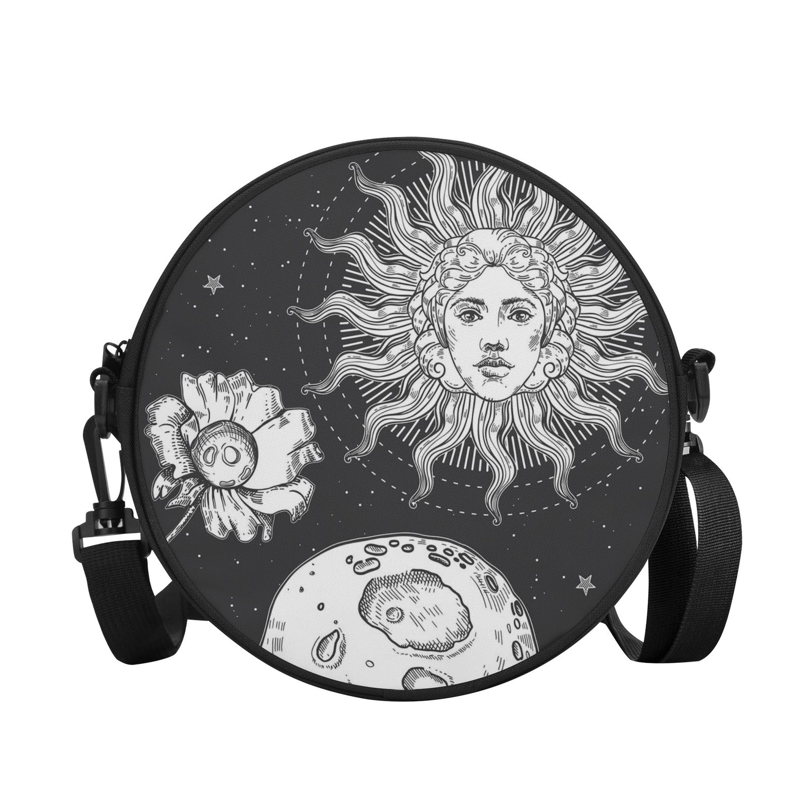 Shoulder Bag | Round Satchel Bag | Graphic Crossbody Circle Purse | Celestial Mystical Festival Everyday Aesthetic Purse - Image 16